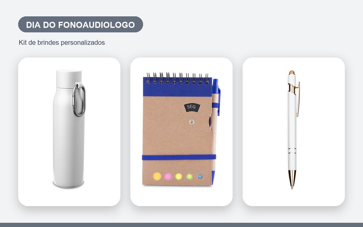 Kit de brindes personalizados — Ideias de brindes para o Dia do Fonoaudiólogo personalizados