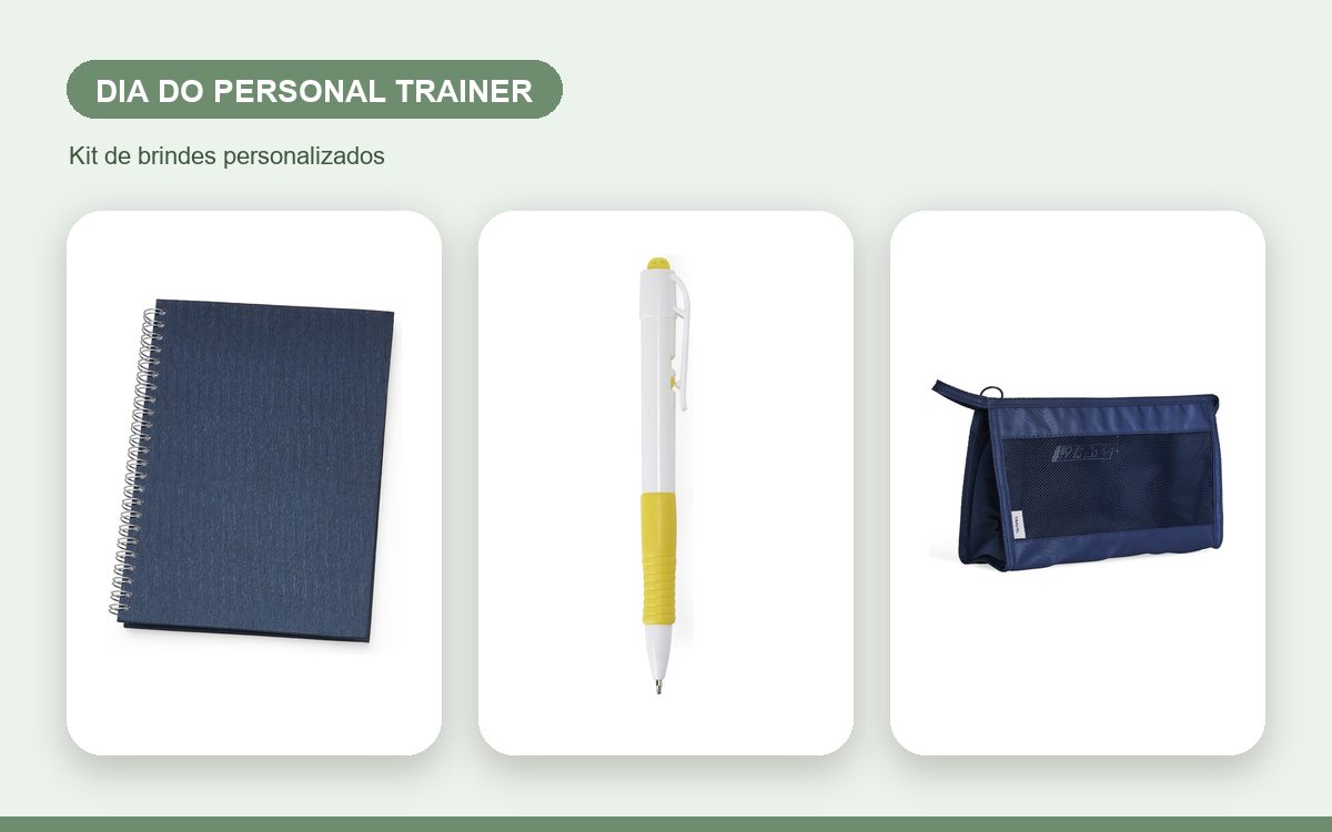 Kit de brindes personalizados — Ideias de brindes para o Dia do Personal Trainer com a marca