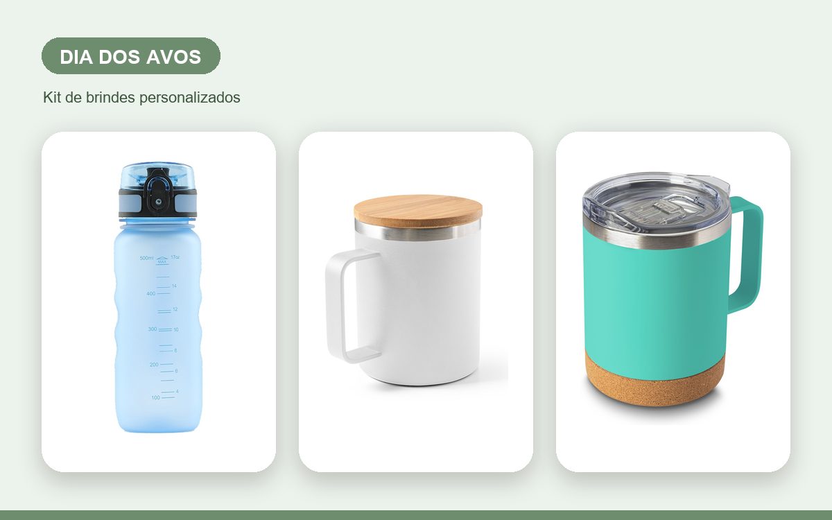 Kit de brindes personalizados — Ideias de brindes para o Dia dos Avós com a marca da empresa