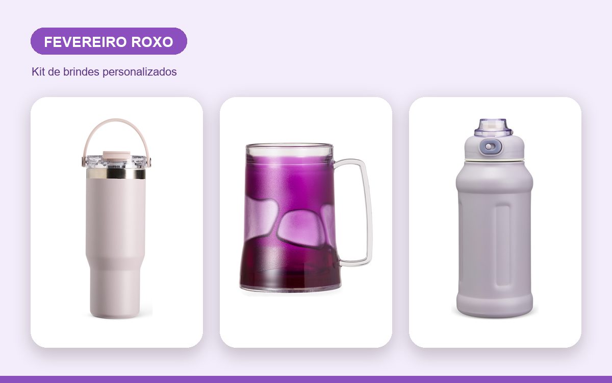 Kit de brindes personalizados — Ideias de Brindes para o Fevereiro Roxo na Empresa