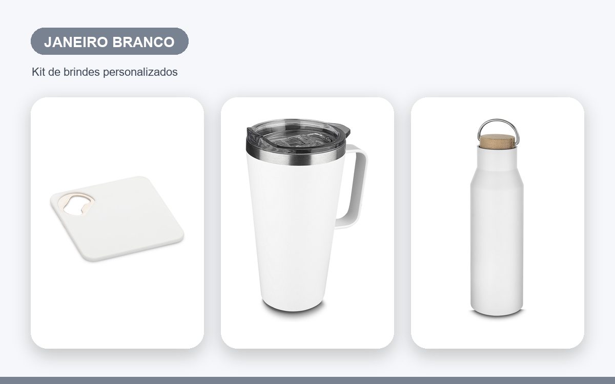 Kit de brindes personalizados — Ideias de Brindes para o Janeiro Branco em Campanhas de RH