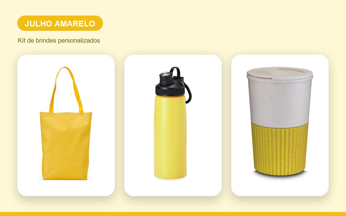 Kit de brindes personalizados — Ideias de Brindes para o Julho Amarelo na Empresa