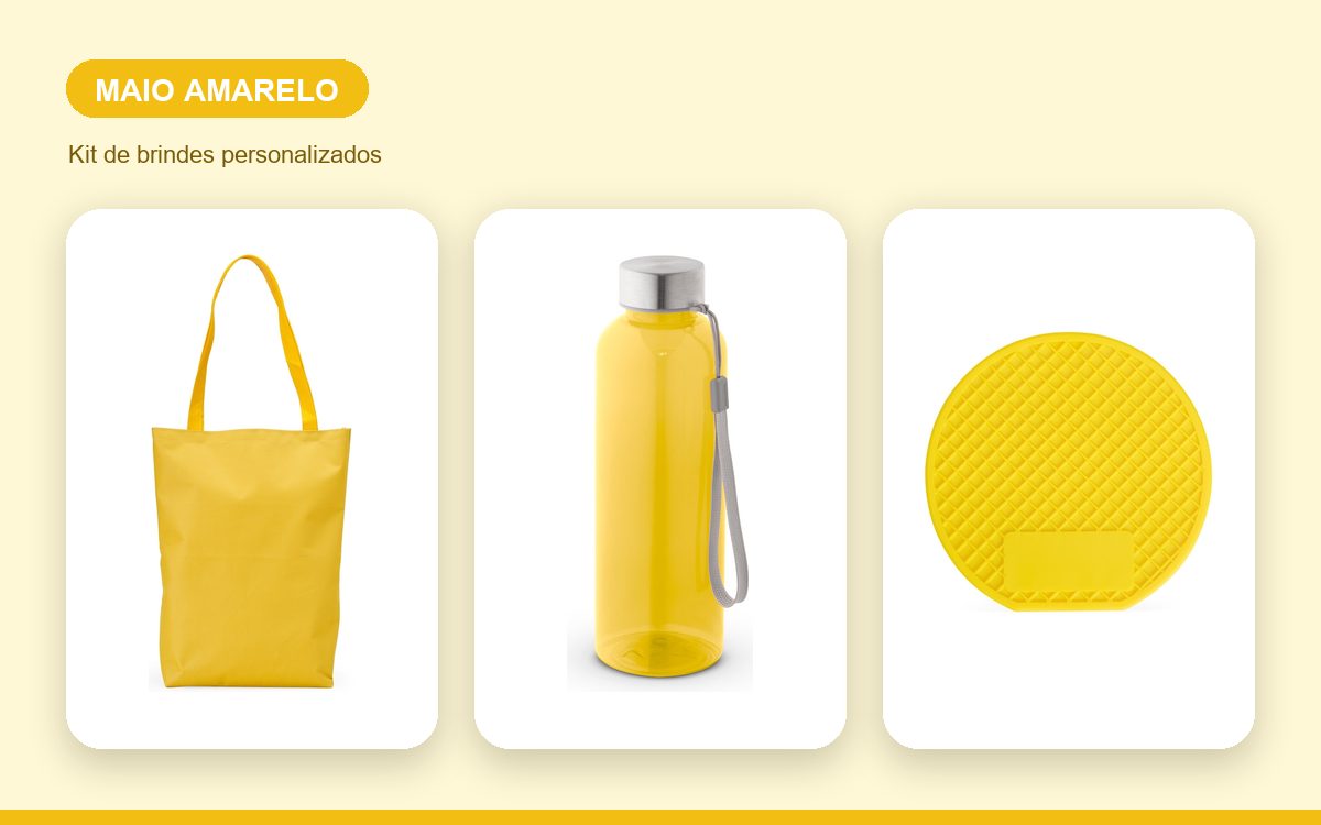 Kit de brindes personalizados — Ideias de Brindes para o Maio Amarelo no Trânsito