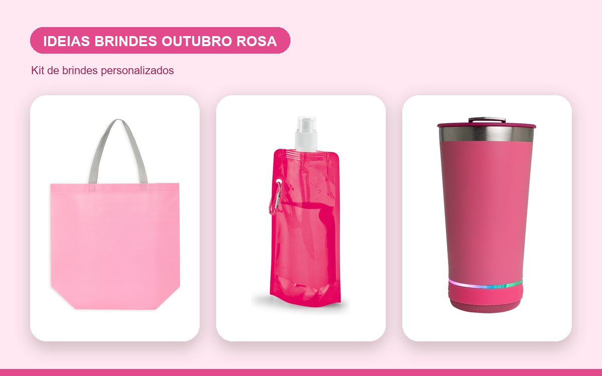 Kit de brindes personalizados — Ideias de brindes para o Outubro Rosa com a sua marca