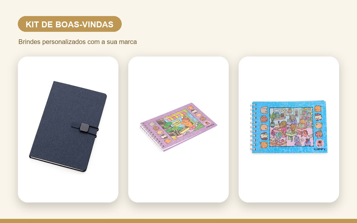 Brindes personalizados com a sua marca — Kit de Boas-Vindas: Onboarding com Brindes Personalizados