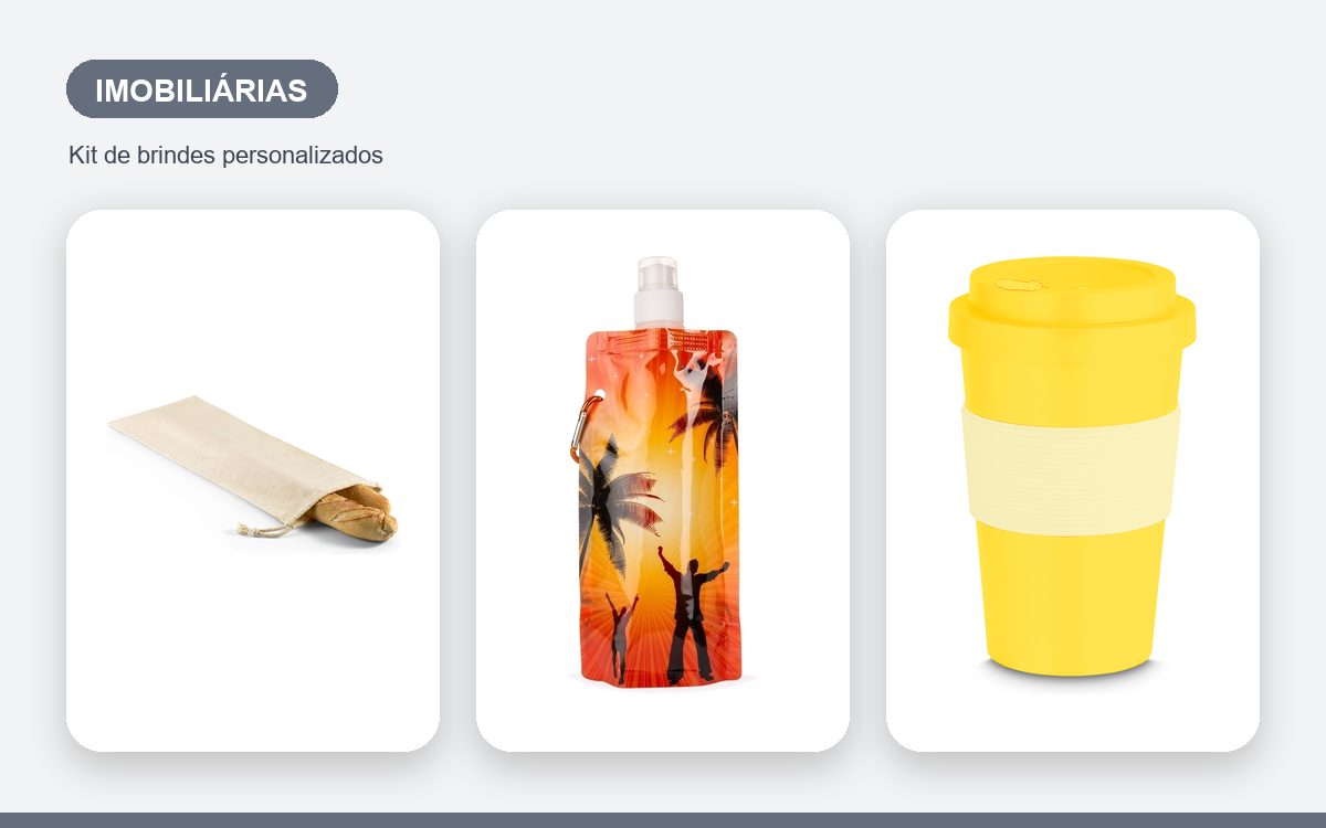 Brindes personalizados com a sua marca — Kit de brindes para imobiliárias: marca que acompanha a jornada do cliente