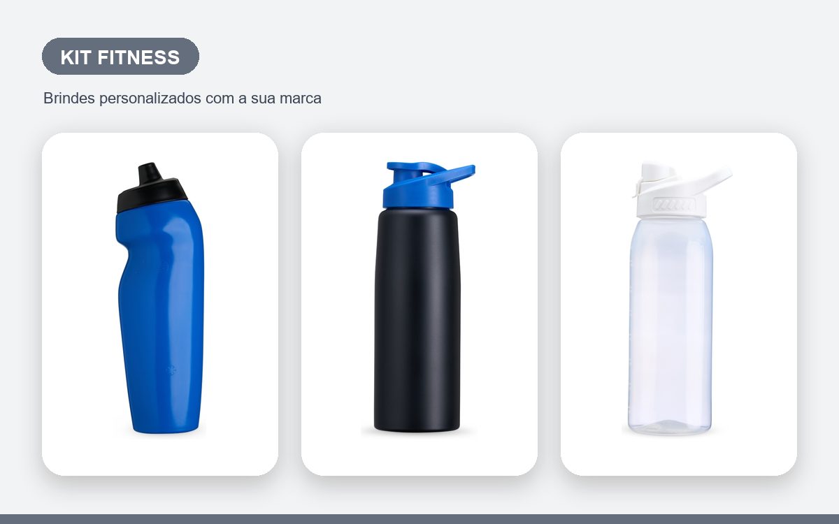 Brindes personalizados com a sua marca — Kit fitness personalizado: squeeze, toalha e faixa com a sua marca