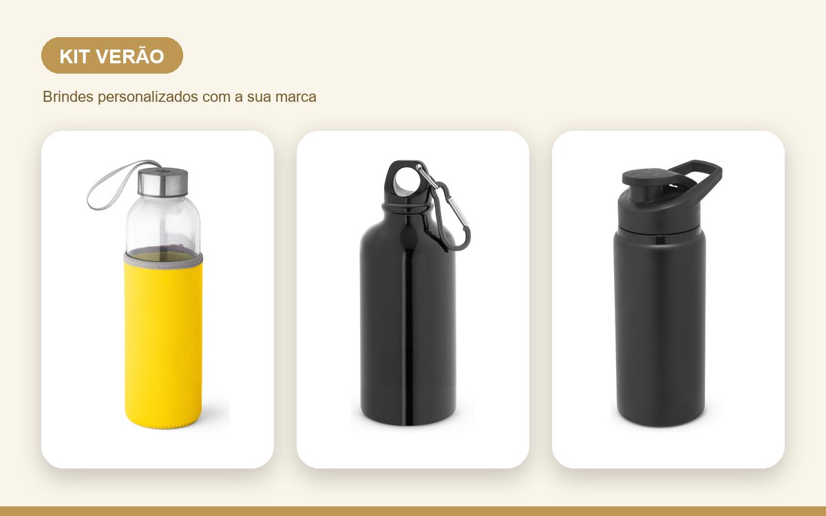 Brindes personalizados com a sua marca — Kit verão personalizado: squeeze, toalha e necessaire