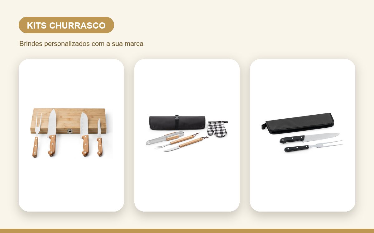 Brindes personalizados com a sua marca — Kits churrasco personalizados baratos com qualidade