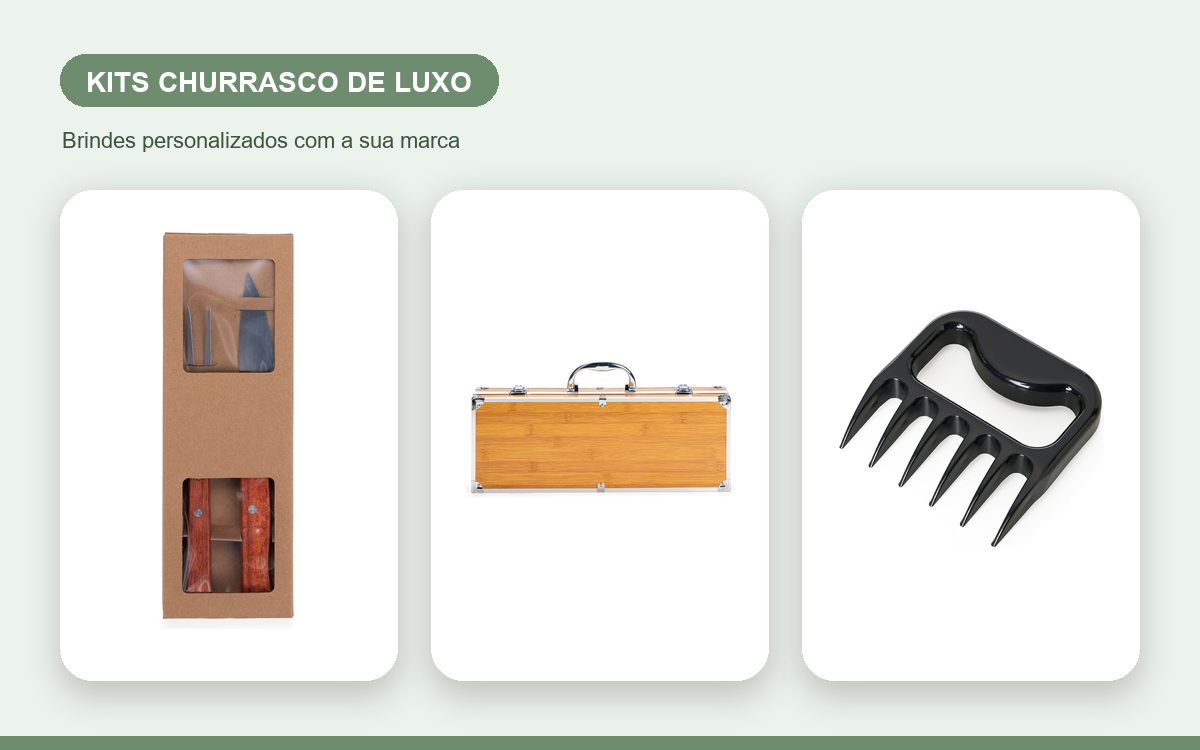 Brindes personalizados com a sua marca — Kits churrasco personalizados de luxo para clientes VIP