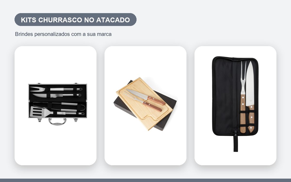 Brindes personalizados com a sua marca — Kits churrasco personalizados no atacado para empresas