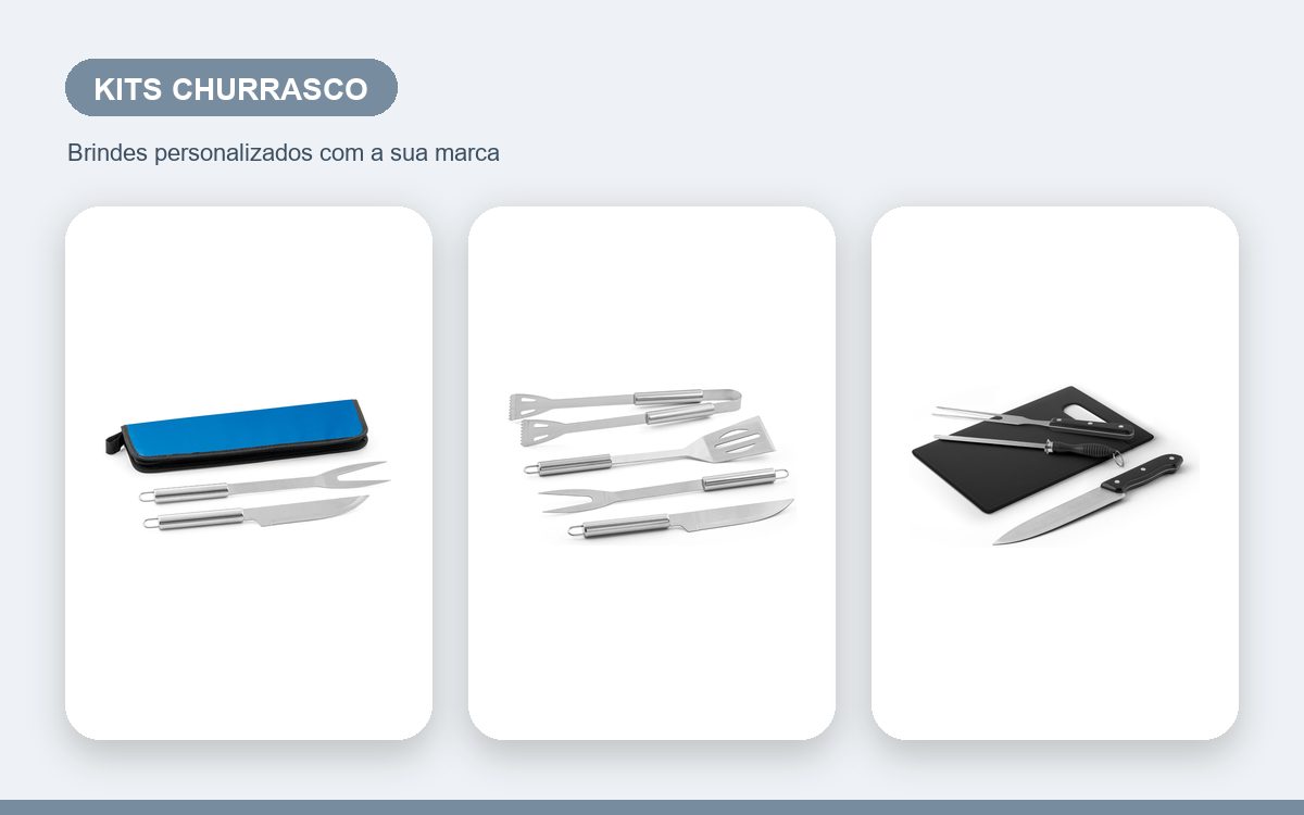 Brindes personalizados com a sua marca — Kits churrasco personalizados para eventos e feiras