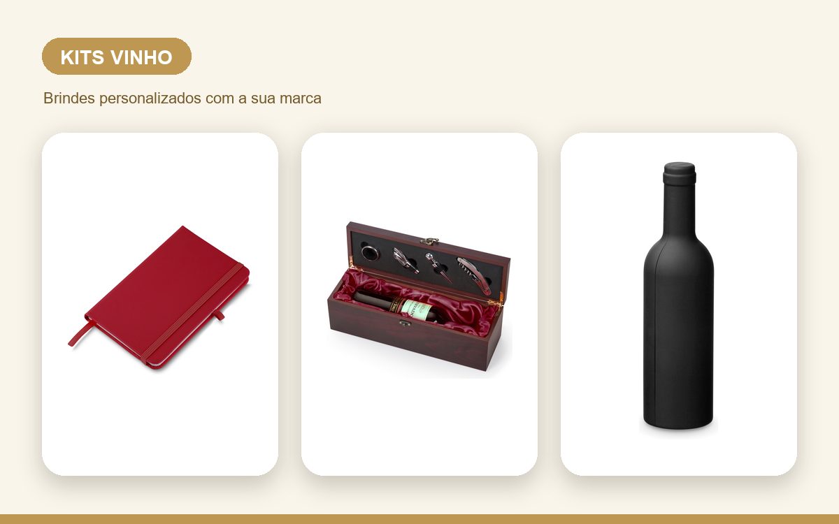 Brindes personalizados com a sua marca — Kits vinho personalizados baratos sem perder qualidade