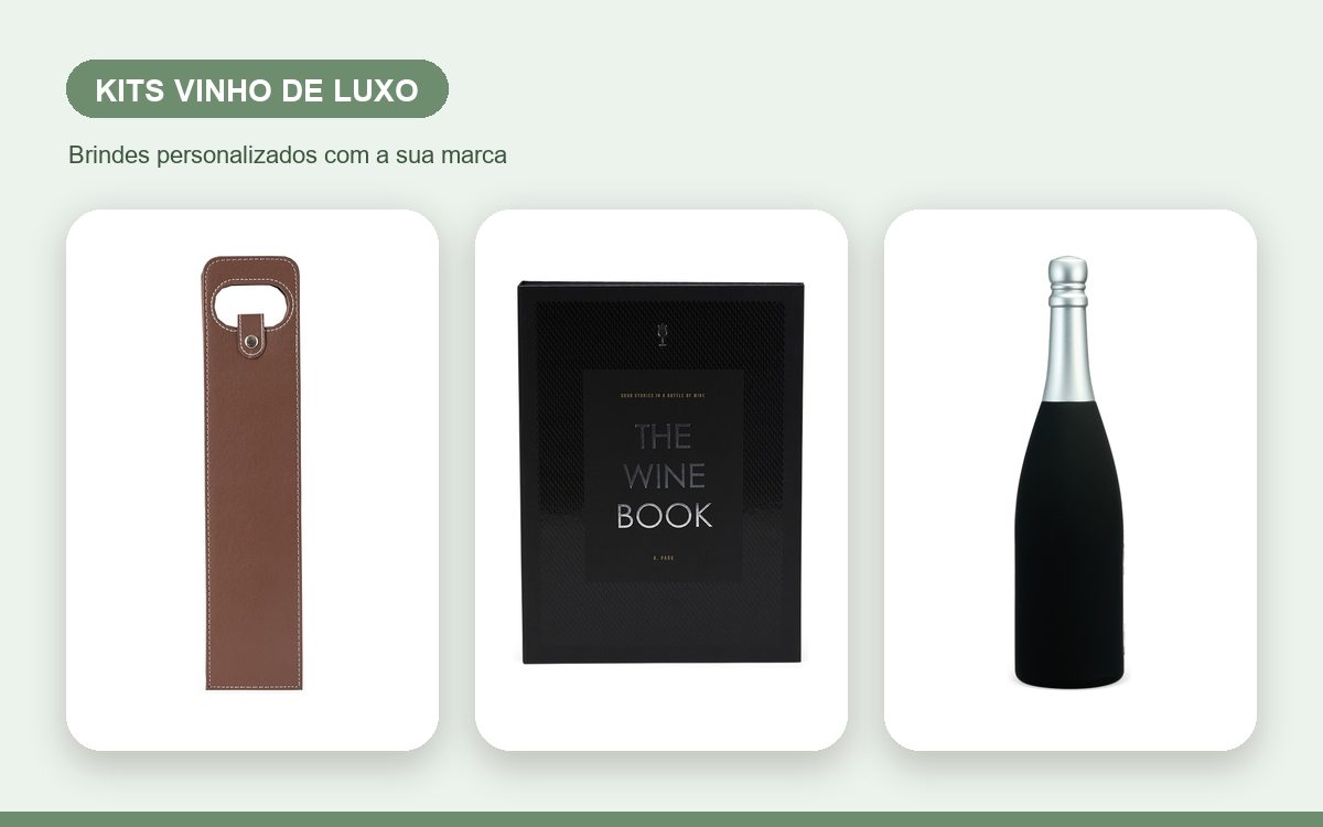 Brindes personalizados com a sua marca — Kits vinho personalizados de luxo para clientes e executivos