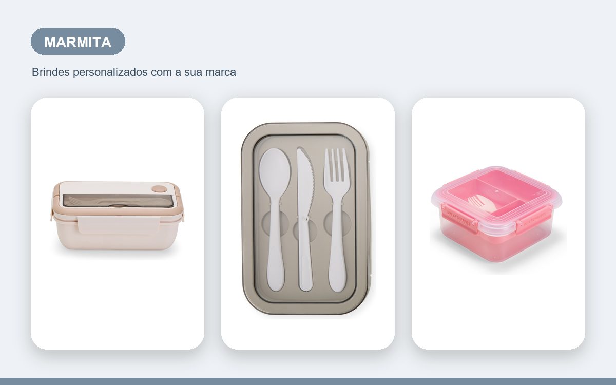Brindes personalizados com a sua marca — Marmitas personalizadas no atacado para a sua empresa