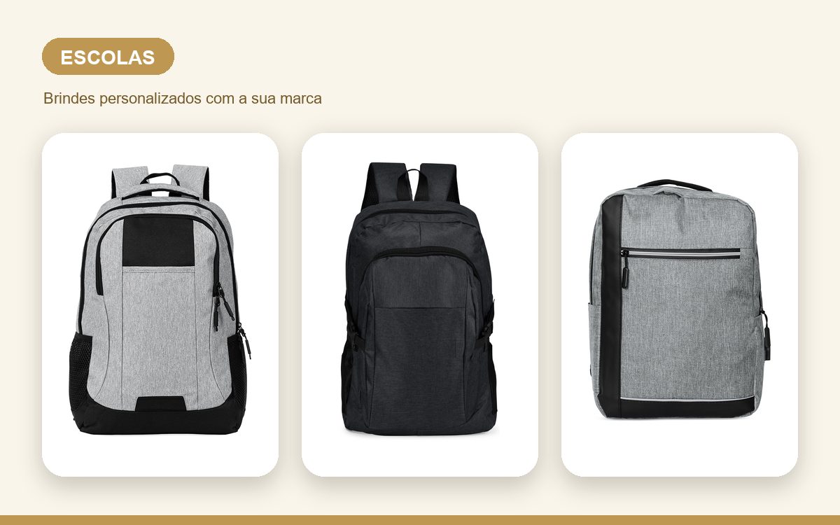 Brindes personalizados com a sua marca — Mochilas personalizadas para escolas e cursos livres