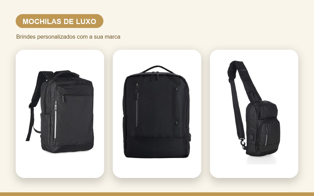 Brindes personalizados com a sua marca — Mochilas Personalizadas de Luxo para Clientes e Executivos