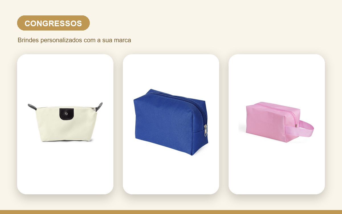 Brindes personalizados com a sua marca — Necessaires Personalizadas para Congressos: brinde de alto impacto
