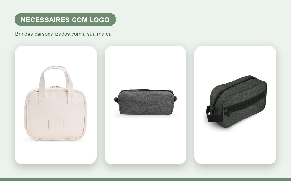 Brindes personalizados com a sua marca — Necessaires personalizadas com logo: técnicas e como pedir