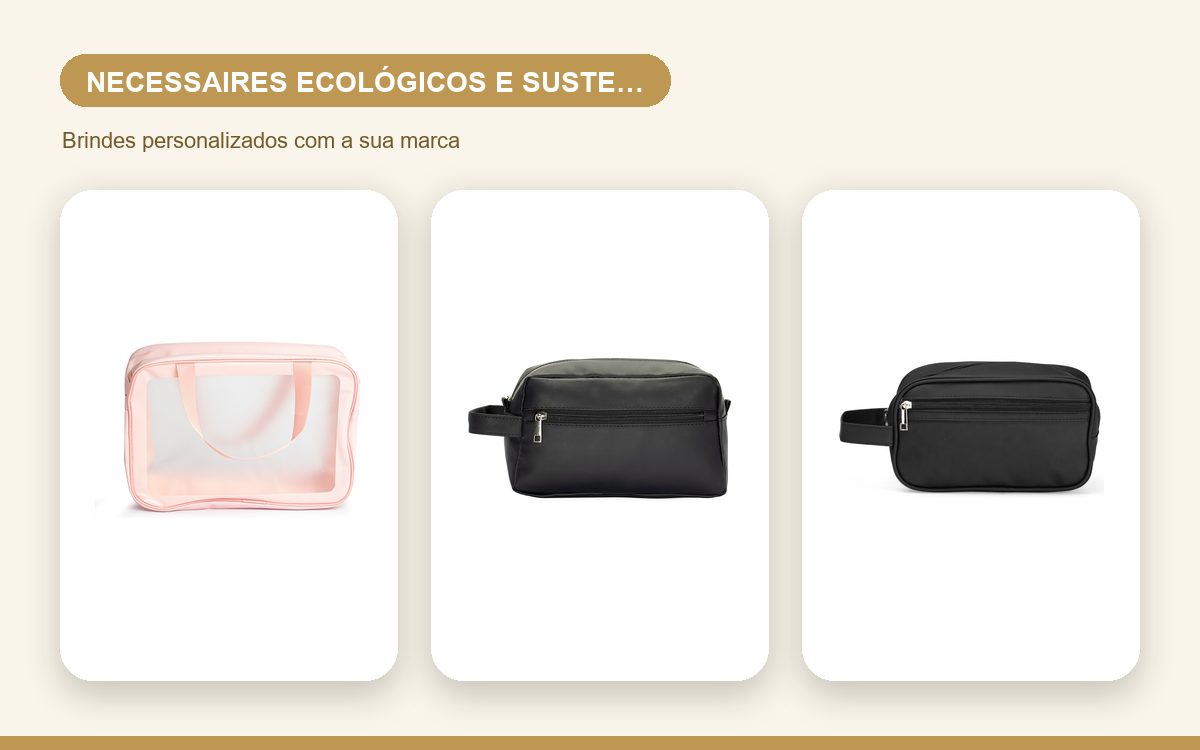 Brindes personalizados com a sua marca — Necessaires personalizadas ecológicos e sustentáveis