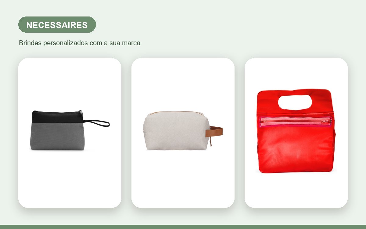 Brindes personalizados com a sua marca — Necessaires personalizadas para colaboradores e equipes