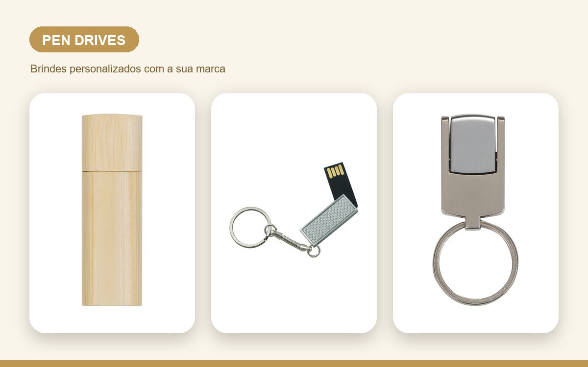 Brindes personalizados com a sua marca — Pen drives personalizados para colaboradores e equipes