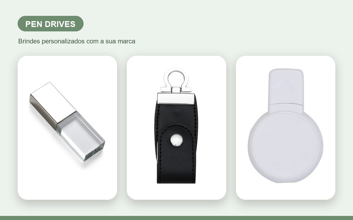 Brindes personalizados com a sua marca — Pen drives personalizados para eventos, feiras e ações