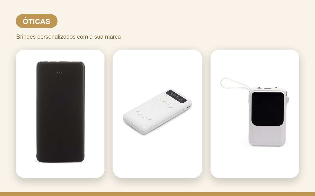 Brindes personalizados com a sua marca — Power banks personalizados para óticas: guia prático