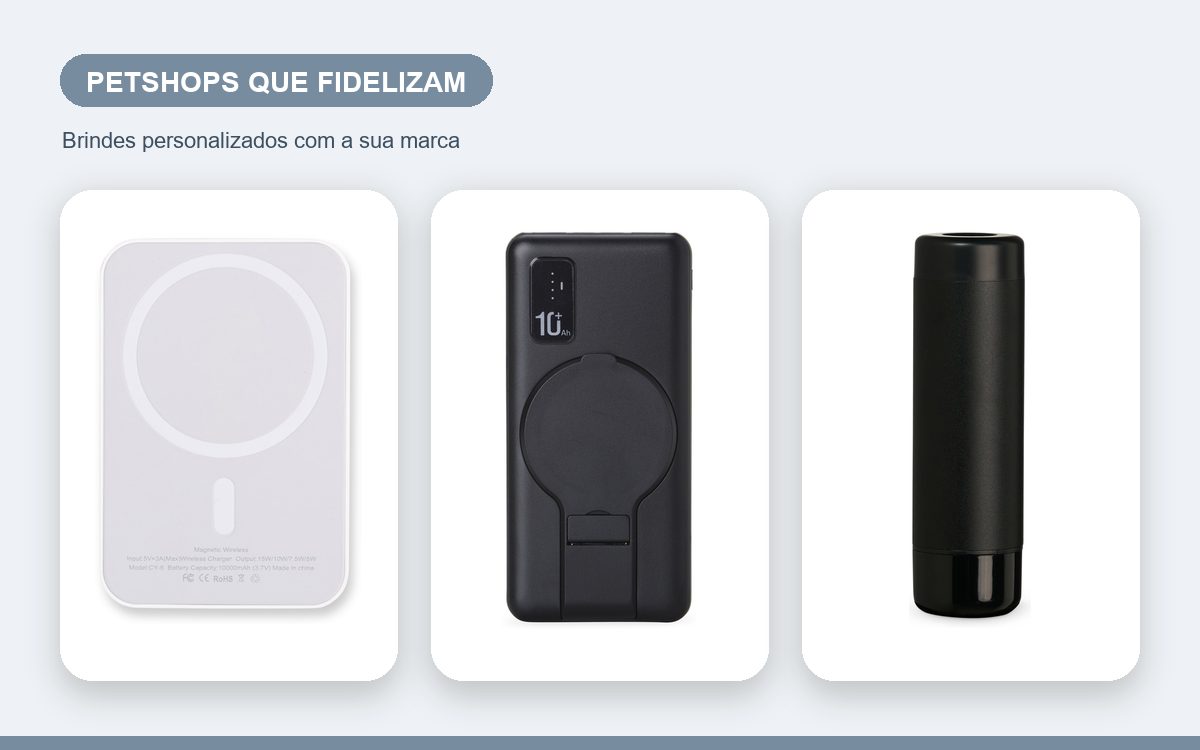 Brindes personalizados com a sua marca — Power banks personalizados para petshops que fidelizam