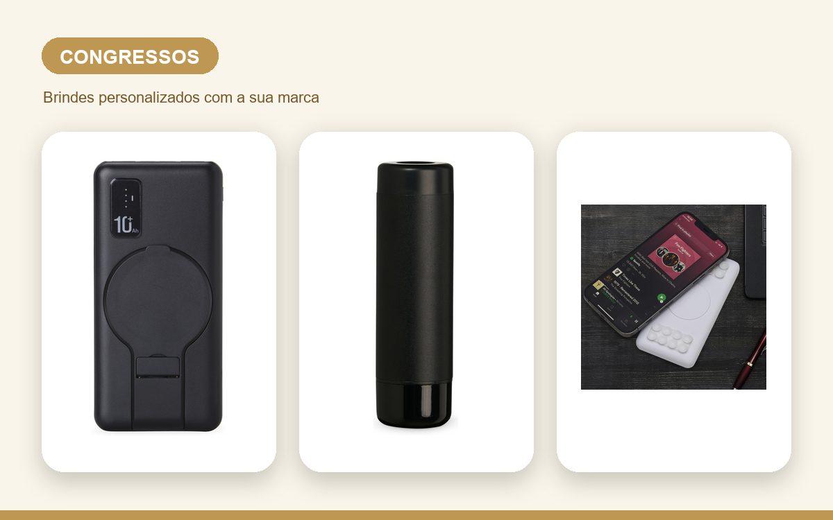 Brindes personalizados com a sua marca — Power Banks Personalizados para Congressos: conectividade com a sua marca