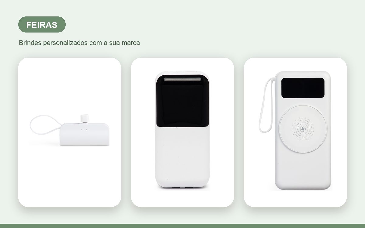 Brindes personalizados com a sua marca — Power Banks Personalizados para Feiras: brinde que carrega a sua marca