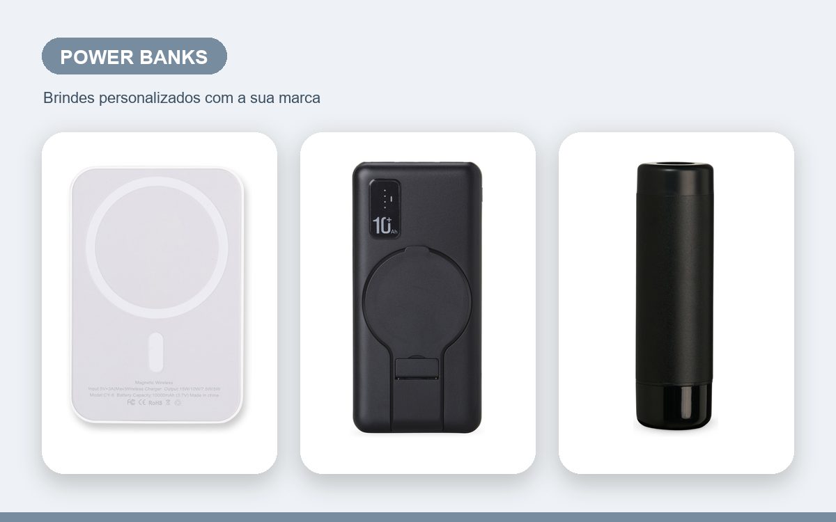 Brindes personalizados com a sua marca — Power banks personalizados baratos sem perder qualidade