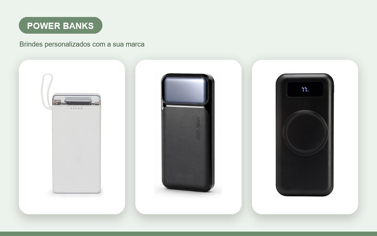 Brindes personalizados com a sua marca — Power banks personalizados no atacado em grande quantidade