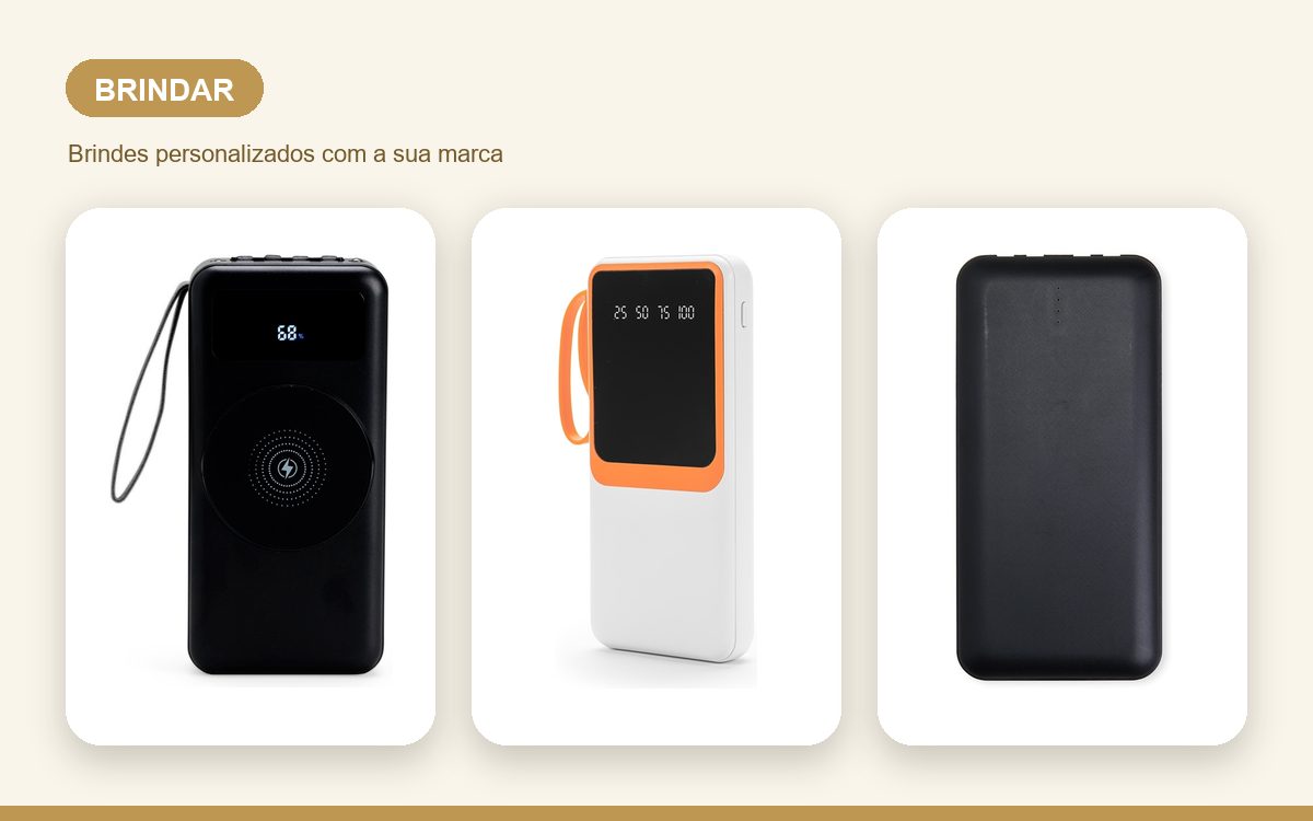Brindes personalizados com a sua marca — Power banks personalizados para brindar e encantar clientes