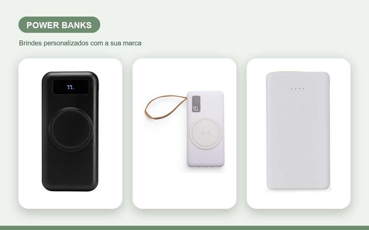 Brindes personalizados com a sua marca — Power banks personalizados para colaboradores e equipes