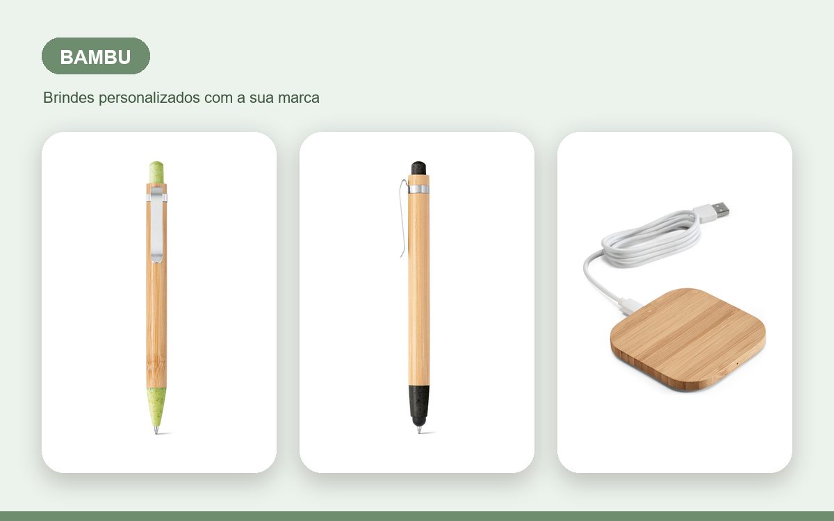 Brindes personalizados com a sua marca — Produtos de bambu personalizados baratos com qualidade