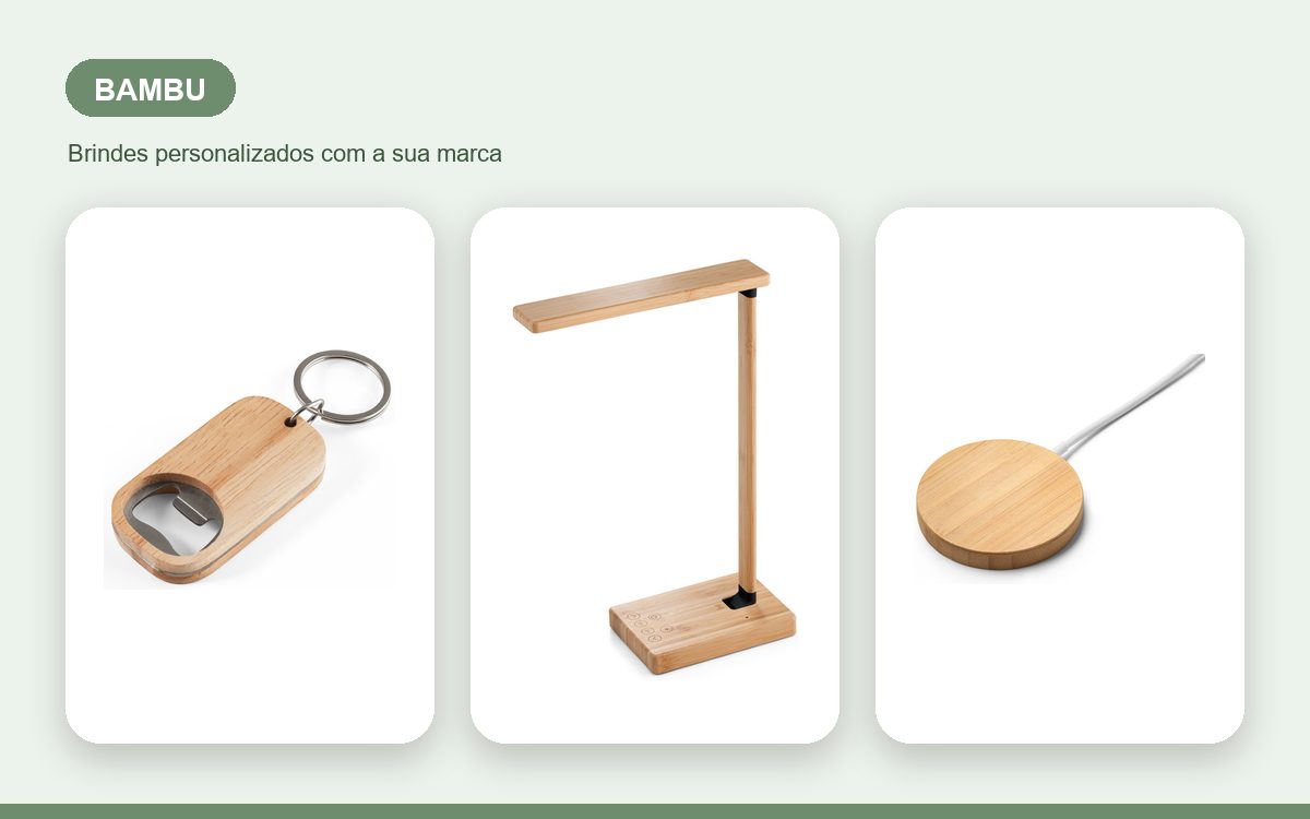 Brindes personalizados com a sua marca — Produtos de bambu personalizados criativos e marcantes