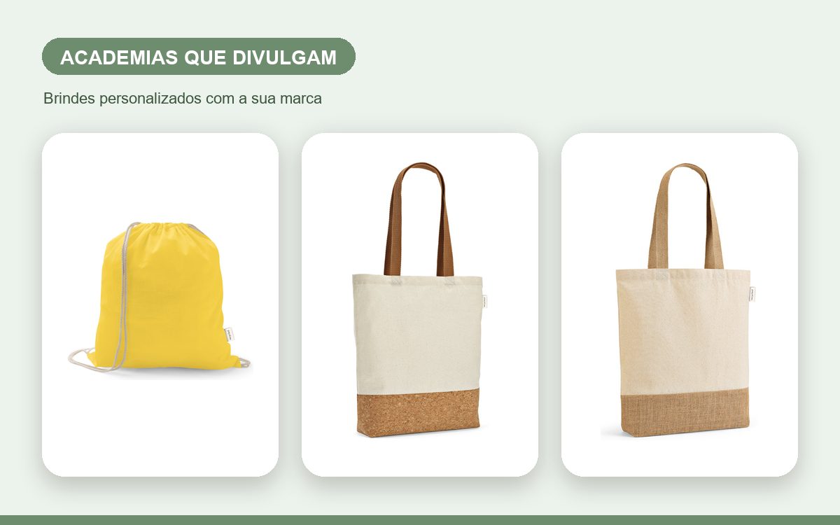 Brindes personalizados com a sua marca — Sacolas personalizadas para academias que divulgam
