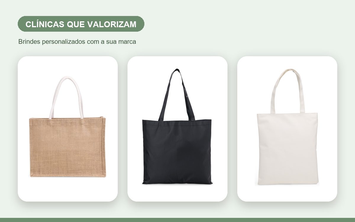 Brindes personalizados com a sua marca — Sacolas personalizadas para clínicas que valorizam