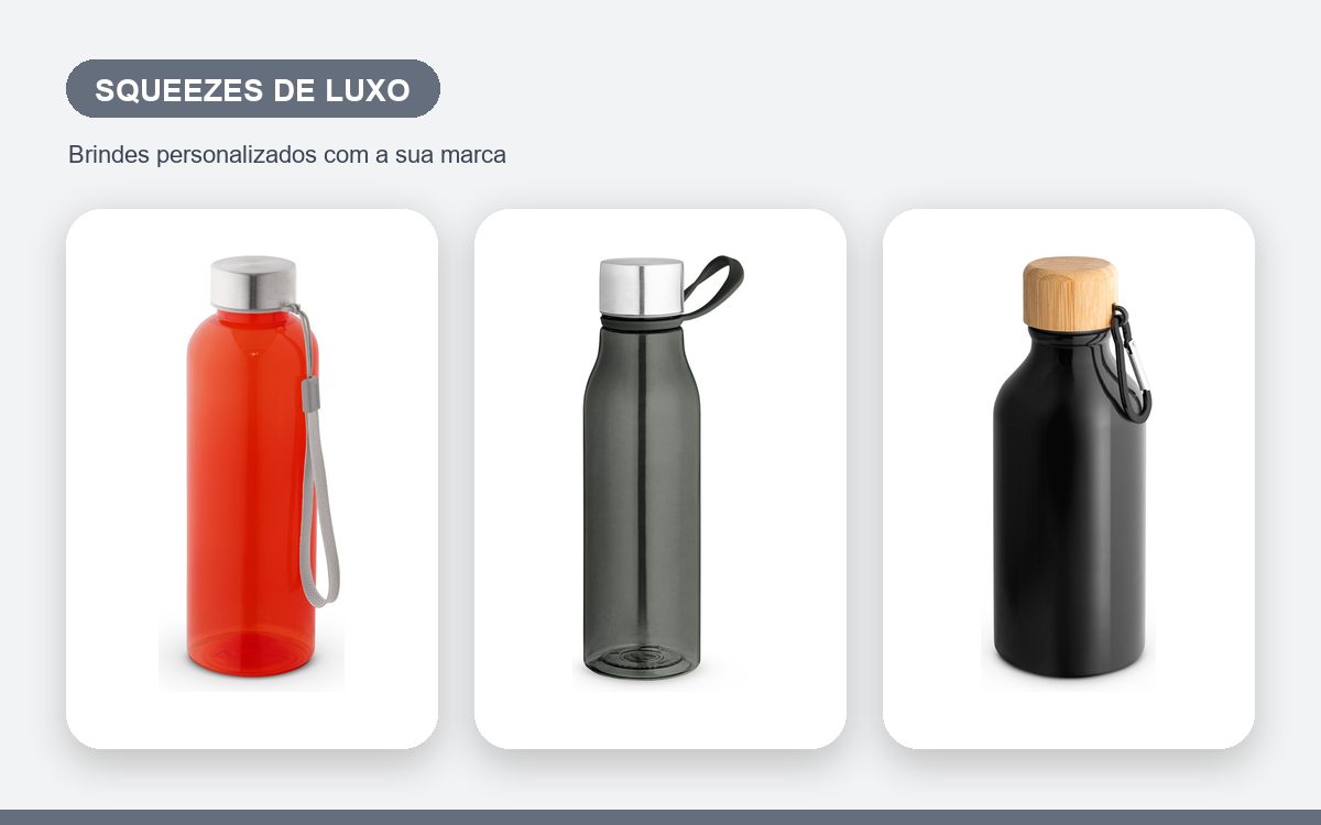Brindes personalizados com a sua marca — Squeezes Personalizados de Luxo para Clientes e Executivos