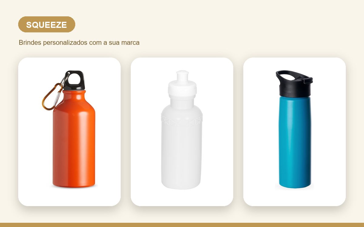 Brindes personalizados com a sua marca — Squeezes Personalizados no Atacado e Grande Quantidade