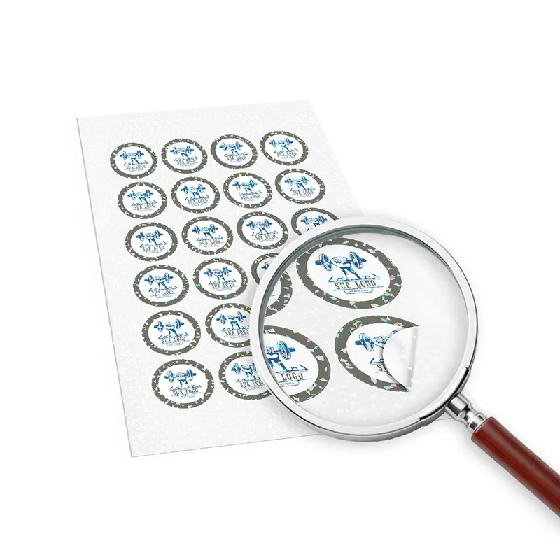 Adesivos · Etiquetas Padrão · Redondo · Bopp Branco com Lam Holográfica personalizado com a sua marca