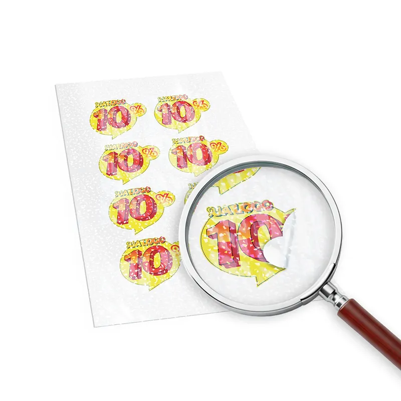 Adesivos · Folha 330x480mm · Bopp Branco com Lam Holográfica personalizado com a sua marca
