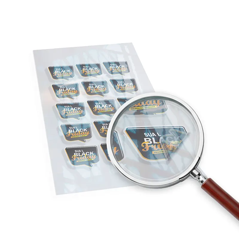 Adesivos · Folha 330x480mm · Bopp Transparente com Tinta personalizado com a sua marca