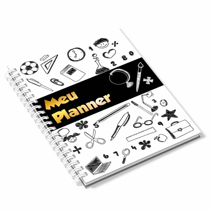 Agenda 2026 · Miolo Personalizado · Capa Couchê 150g No Papel Paraná 2mm e Miolo Ap 75g · Lam Fosca Fr e Hotstamping Fr personalizado com a sua marca