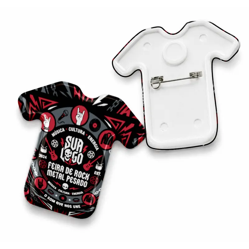 Bottons e Pins Personalizados · Com Alfinete · Modelo Camisa personalizado com a sua marca