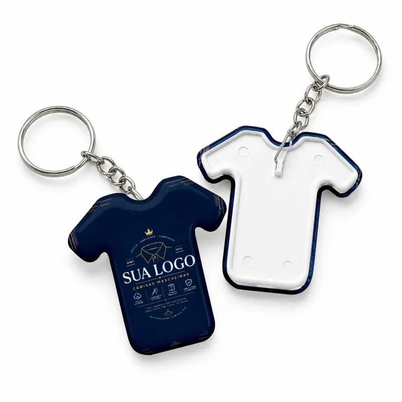 Bottons e Pins Personalizados · Uma Face com Chaveiro · Modelo Camisa personalizado com a sua marca