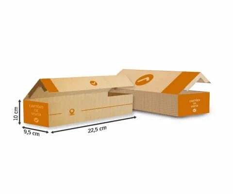 Caixas para Cartão · Papelão Ondulado 340g · Personalizada · Para 500 Cartões personalizado com a sua marca