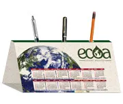 Calendário de Mesa · Porta Canetas · Horizontal · Reciclato 240g personalizado com a sua marca