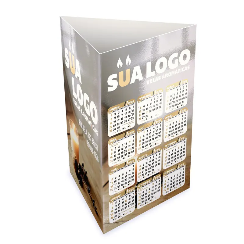Calendário de Mesa · Porta Canetas · Vertical · Supremo 255g personalizado com a sua marca